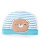 Babyhug 100% Cotton Knit Striped Cap with Teddy Applique - Blue