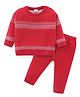 Babyhug Knitted Full Sleeves Sweater Set With Intarsia Design - Red