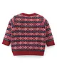 Babyhug Knitted Full Sleeves Sweater With Floral Print - Red