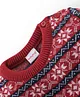 Babyhug Knitted Full Sleeves Sweater With Floral Print - Red