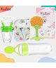Kritiu Baby Silicone Fruit Feeder Food Feeder Teether And Bib Combo Of 4 ( Multicolor )