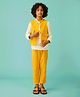 Somersault Full Sleeves Diamond Motif Embroidered & Shimmer Striped Pattern Kurta With Pant & Jacket - Yellow