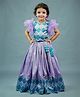 Li&Li BOUTIQUE Frill Sleeves Scallop Design Top With Coordinating Skirt  - Lavender & Aqua Blue