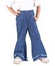 Budding Bee Distressed Hem  Detailed Denim Pant - Blue
