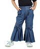 Budding Bees  Bow Detailed Distressed Hem  Denim Palazzo  - Blue