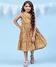BIBA Sleeveless Seamless Floral Printed & Lace Embellished Tiered Ethnic Kurta Dress - Yellow