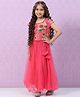 BIBA Short Sleeves Moroccan Design Floral Printed Choli With Lehenga - Pink