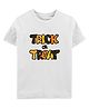 Zeezeezoo Half Sleeves Halloween Baby Theme Trick & Treat Text Printed Tee - White