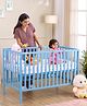 Babyhug Visby Wooden Cot with 3 Level Height Adjustment & Plug and Play Assembly  Blue| Solid Pinewood| Attach to Parents Bed 