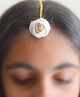 Pretty Ponytails Mehendi Jute Flower Embellished Maang Teeka  - Off White Beige & Brown