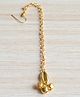 Pretty Ponytails Ethnic Evil Eye Cowrie Shells & Ghungroo Embellished Maang Teeka - Golden