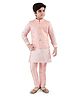 Tricute Silk Full Sleeves Solid Kurta & Pyjama With Seamless Chevron Design Detail Embroidered Jacket - Peach