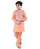 Tricute Full Sleeves Solid Kurta & Churidar With Seamless Vintage Intricate Design Blocks Printed Jacket - Brown
