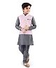 Tricute Full Sleeves Solid Kurta & Churidar With Seamless Moroccan Designed Jacket - Pink & Grey