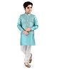 Tricute Full Sleeves Solid Kurta & Churidar With Seamless Floral Blocks Embroidered & Sequin Embellished Jacket - Rama Green