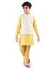 Tricute Silk Full Sleeves Solid Kurta & Churidar With Seamless Floral Blocks Embroidered & Sequin Embellished Jacket - Yellow