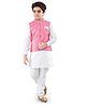 Tricute Full Sleeves Solid Kurta & Churidar With Seamless Block Design Detailed Digital Printed - Pink & White