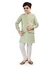 Tricute Full Sleeves Solid Kurta & Churidar With Seamless Floral Foil Designed Jacket - Pista Green