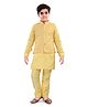 Tricute Full Sleeves Solid Kurta & Pyjama With Sequin Embellished & Floral Blocks Motif Embroidered Jacket - Yellow