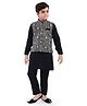 Tricute Full Sleeves Solid Kurta & Pyjama With Floral Embroidered & Sequin Embellished Jacket - Black