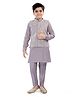Tricute Full Sleeves Solid Kurta & Pyjama With Floral Embroidered & Sequin Embellished Jacket - Grey