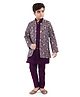 Tricute Full Sleeves Solid Kurta & Pyjama With Floral Embroidered & Sequin Embellished Long Jacket - Wine Purple