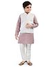 Tricute Silk Full Sleeves Solid Kurta Pyjama With Block Floral Motif Embroidered & Sequin Embellished Jacket - Dusty PInk