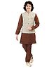 Tricute Full Sleeves Solid Kurta Pyjama With Floral Motif Embroidered & Sequin Embellished Jacket - Brown