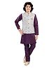 Tricute Full Sleeves Solid Kurta Pyjama With Floral Motif Embroidered & Sequin Embellished Jacket - Purple