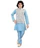 Tricute Full Sleeves Solid Kurta Pyjama With Floral Motif Embroidered & Sequin Embellished Jacket - Blue