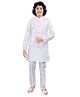 Tricute Full Sleeves Solid Kurta Pyjama With Block Motif Embroidered & Sequin Embellished Jacket - White
