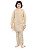 Tricute Full Sleeves Solid Kurta Pyjama With Block Motif Embroidered & Sequin Embellished Jacket - Fawn