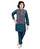 Tricute Full Sleeves Solid Kurta Pyjama With  Block Motif Embroidered & Sequin Embellished Jacket - Rama Green