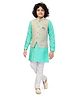 Tricute Full Sleeves Solid Kurta Pyjama With  Leaf  Motif Printed Jacket - Blue