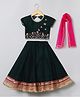 BYB Premium Half Sleeves Floral Embroidered With Beads & Gota Lace Embellished Lehenga Choli Set - Dark Green Pink
