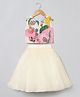 BYB Premium Sleeveless Sequin Embellished Choli With Flared Lehenga - White & Pink