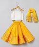 BYB Premium Sleeveless Floral Sequin & Gota Lace Embellished Lehenga Choli Set -Yellow White