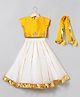 BYB Premium Half Sleeves Placement Floral Applique & Pearl Embellished Choli With Gota Lace Detailed Lehenga Set - Yellow White