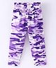 Doreme Cotton Lycra Knit Full Length Leggings Camouflage Print -Purple