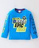 Simply Cotton Sinker Knit Full Sleeves T-Shirt Text Print - Blue
