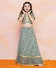 AJ Dezines Half Sleeves Chevron Designed & Gota Lace Embellished With Intricate Floral Printed Coordinating Lehenga & Choli Set - Blue