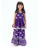 Lil' Drama Sleeveless  Elephant Printed & Lace Embellished  Flared Kurta With Sharara -  Purple
