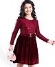 Hola Bonita Full Sleeves Knee Length Sequin and  Velet Party Dress - Maroon