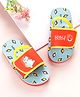 Babyoye Dino Print Flip Flops with Back Strap - Blue & Red