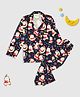 Pyjama Party Pure Cotton Christmas Theme Full Sleeves Christmas Time Printed Shirt With Coordinating Pajama Set - Navy Blue