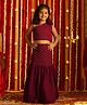 Vastramay One Shoulder Sleeveless Floral Motif Sequin Embellished Choli With Coordinating  Ready To Wear Lehenga Set - Wine
