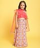 Nauti Nati One Shoulder Ruffled Detailed Choli & Intricate Floral Block Motif Printed Ready To Wear Lehenga With Dupatta - Orange