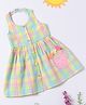 Nauti Nati  Sleeveless Rainbow Mini Checked & Flower Applique Detailed Halter Neck Dress -  Multi Colour