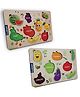 Clapjoy Wooden Learning Educational Board for Kids, Puzzle Toys for 2 Years Old Boys & Girls (Fruit & Vegetable)