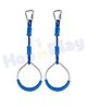 Hop N Play Kids Hanging Gymnastic Metal Ring Set with Plastic Grips - Indoor Outdoor Fitness Monkey Bar Rings (Blue)